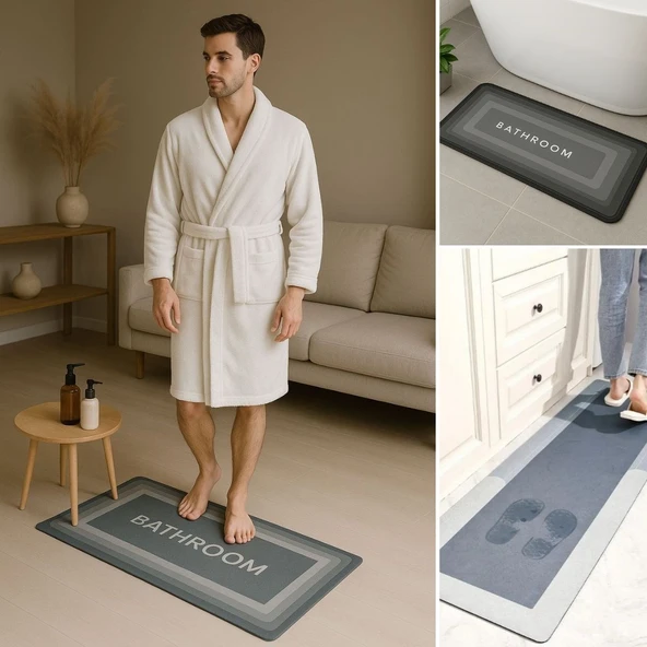 Sihirli Süper Su Emici Kaymaz Tabanlı Uzun Paspas 40*120 cm (5224) - Resim 4