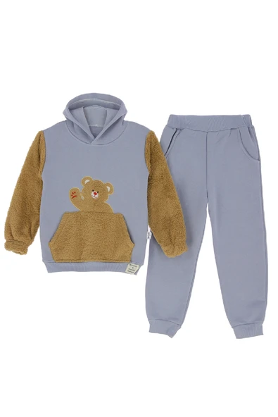 Erkek Çocuk Welsoft Kumaş 2'li Takım (Kapüşonlu Sweat+Polar Alt) 12377 - Resim 3