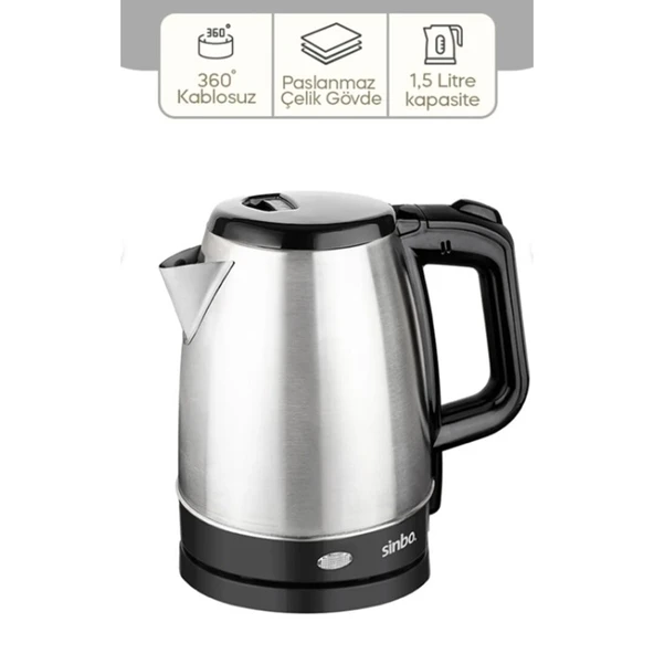 ÇELİK KETTLE 1.7LT GİZLİ REZİSTANS - KABLOSUZ SK-8015 (2818) ürün görseli 1
