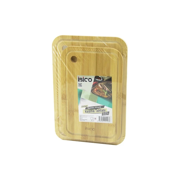 2PCS SETOVAL KENARLI - YUVARLAK DELİKLİ AHŞAP BAMBU KESİM PANOSU - KESME TAHTASI 18X28X1CM--22X32X1CM (2818) ürün görseli 1