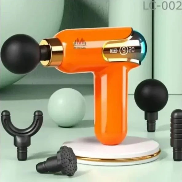 Yeni Nesil Darbeli Titreşimli Şarjlı Sporcu Masaj Tabancası 4 Başlıklı LC-002 (2818) ürün görseli 1