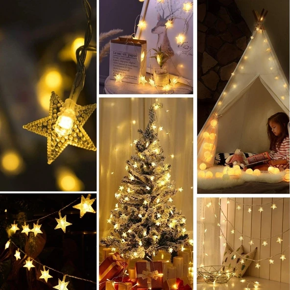 20 Adet Mini Yıldız Led 5 Metre Günışığı Rengi Dekoratif Led (2818) - Resim 4