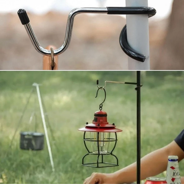 Kamp İçin Çok Fonksiyonlu S-Şekilli Direk Askısı Kaymaz Paslanmaz Çelik Eşya Asma Kancası (2818) - Resim 3