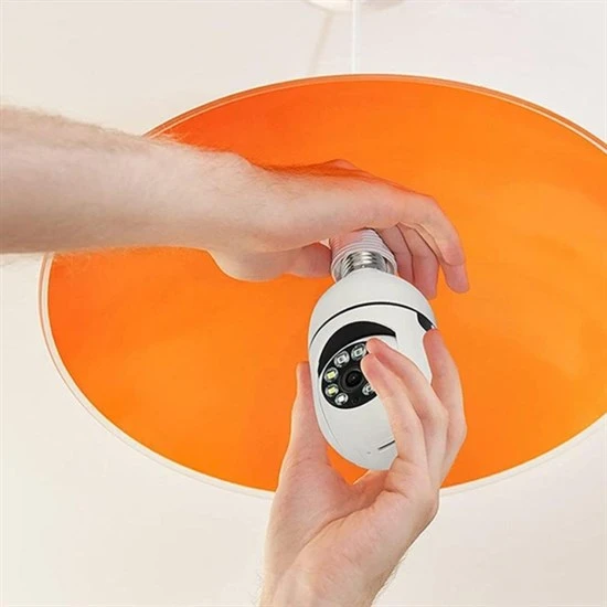 WiFi 360 Panoramik Ampul Kamera Gece Görüş Ses Akıllı Hareket Algılayıcı (5224) AZ-52242120990 - Resim 3