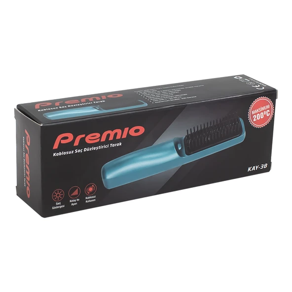 PREMIO KAY-38 ŞARJ GÖSTERGELİ KABLOSUZ TAŞINABİLİR SAÇ DÜZLEŞTİRİCİ TARAK-Findit - 3