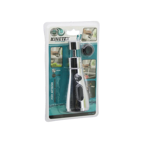 KROM  360 DERECE - 3 MOD YAĞMUR PÜSKÜRTME BORULU KUBAR MUSLUK UCU KTX-3289 (2818) ürün görseli 1