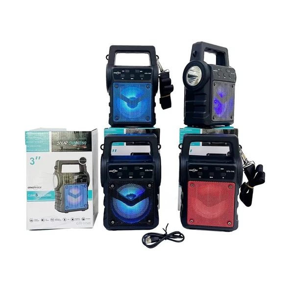 KTS-1706 Taşınabilir Güneş Enerjili Fenerli Bluetooth Hoparlör (2818) - Resim 4