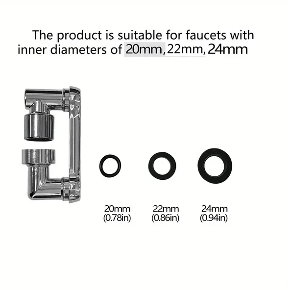 1080 Derece Dönebilen Mutfak ve Lavabo Bataryası Akrobat Musluk Ucu (2818) - Resim 4