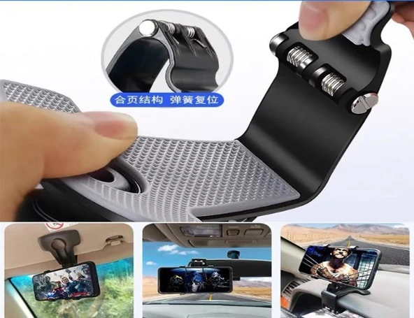 Araba Gösterge Üstüne Takılan 360 Oynar Başlıklı Telefon Tutucu (2818) - Resim 3
