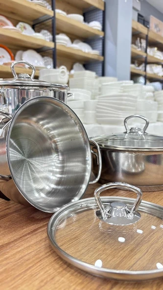 Gülsan Bahar 6 Parça Mini Tencere Seti Cam Kapaklı-Kendinden dekorlu Paslanmaz Çelik - Resim 3