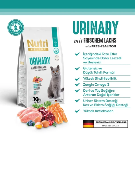 Nutri Feline Adult Urinary Idrar Sağlığı Somonlu Yetişkin Kedi Maması 10 kg - Resim 3