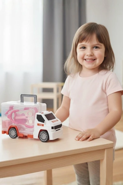 Büyük Boy Ambulans Arabalı 10 Parça Doktor Seti – 2in1 Oyun Seti - Resim 4
