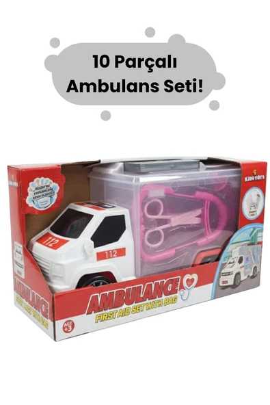 Büyük Boy Ambulans Arabalı 10 Parça Doktor Seti – 2in1 Oyun Seti ürün görseli