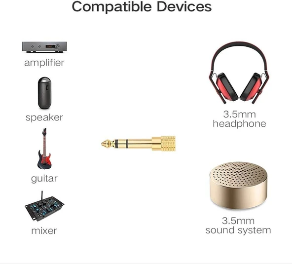 PrimeX PX-4458 6.3 mm Erkek To 3.5 mm Dişi Çevirici Dönüştürücü Jack Adaptörü, 6.3mm Ses Koonektör - 8