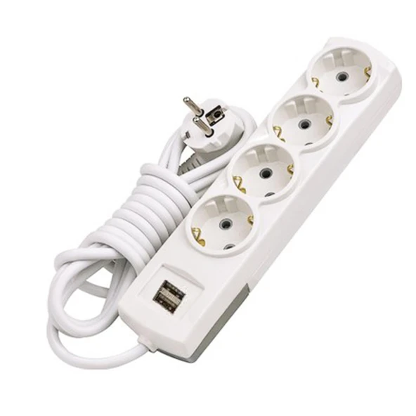 Topraklı Grup Priz Kablolu USB'li 4'lü 2 Metre Fiş Çoğaltıcı 2 Metre Çoklu Asmalı Uzatma Kablosu Anahtarsız - Resim 2