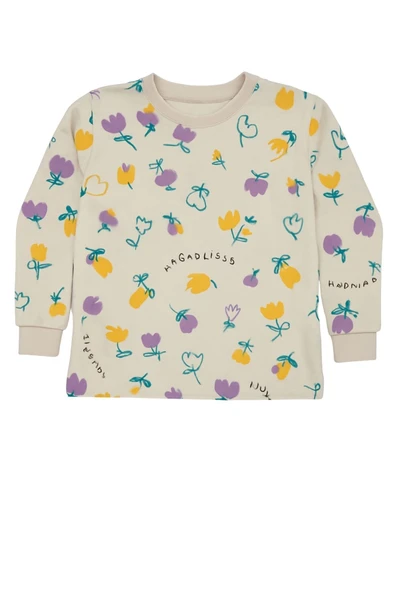 Magnifi Ove Yazılı Lale Baskılı Kız Çocuk Pijama Takımı - Resim 3