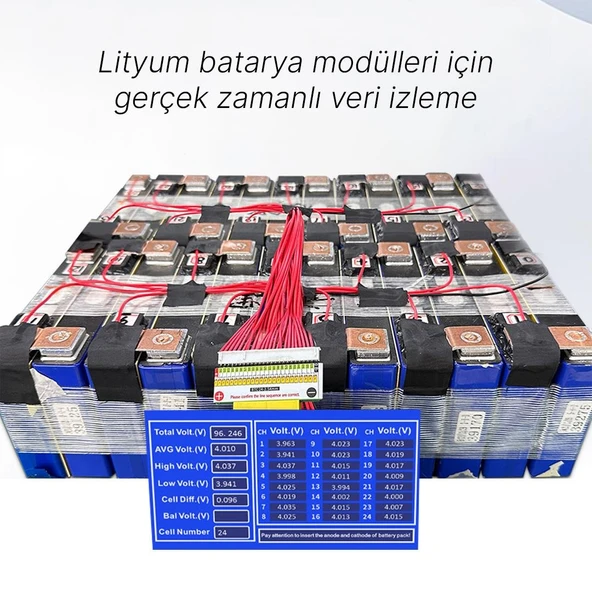 Powtify M6T24 Kasasız 24S Kanallı Yüksek Hassasiyetli Lityum Batarya Gerçek Zamanlı Voltaj Analizörü - 3