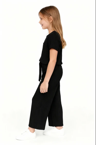 KIZ ÇOCUK PİJAMA ALTI BELİ LASTİKLİ RAHAT KALIP - Resim 3