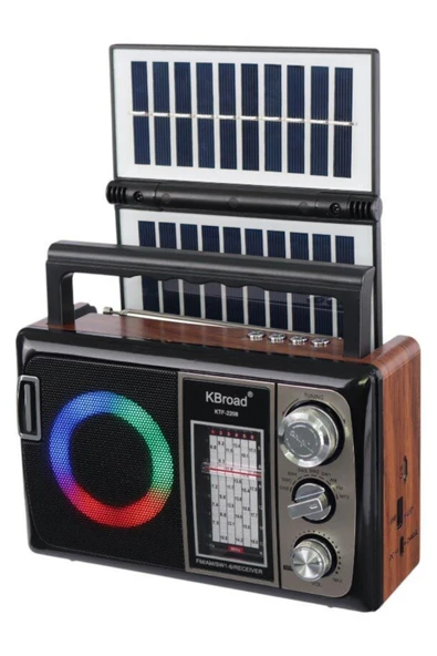 KBroad Ktf-2208 Nostalji Solar Enerjili Güneş Panelli Fm Radyo Şarj Edilebilir