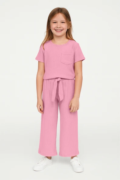 KIZ ÇOCUK PİJAMA ALTI BELİ LASTİKLİ RAHAT KALIP - Resim 5