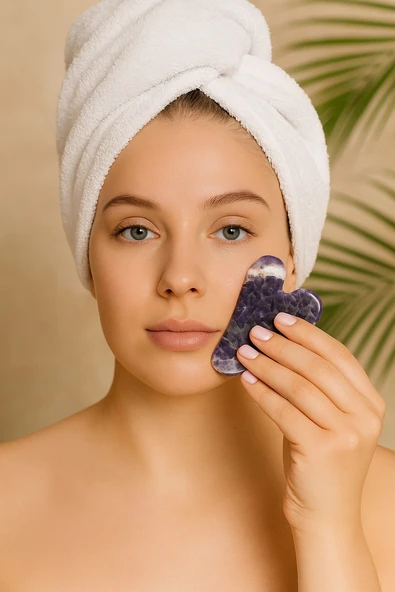 Ametist Taşı Gua Sha (Yüz Masaj Taşı) (58110) - Resim 3