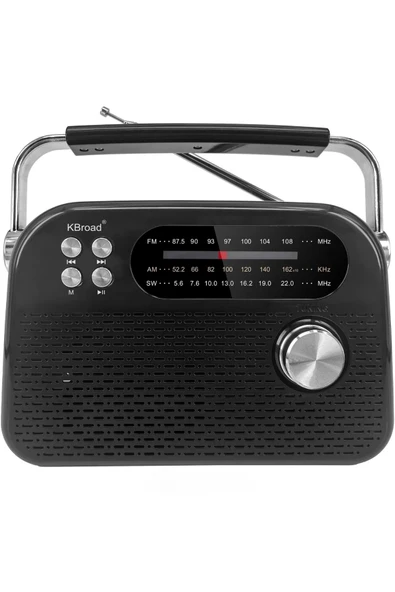KBroad KTF-2026 Siyah Full Band Radyo - Nostaljik Görünümlü, Şarjlı, Güçlü Ses Çıkışlı ürün görseli 1