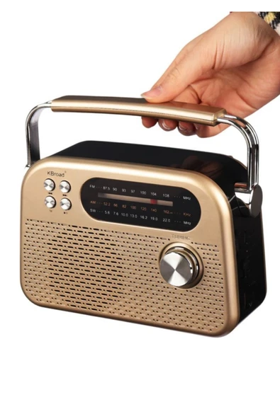 KBroad KTF-2026 Sarı Full Band Radyo - Nostaljik Görünümlü, Şarjlı, Güçlü Ses Çıkışlı - Resim 4