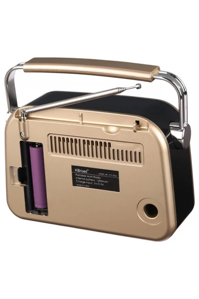 KBroad KTF-2026 Sarı Full Band Radyo - Nostaljik Görünümlü, Şarjlı, Güçlü Ses Çıkışlı - Resim 5