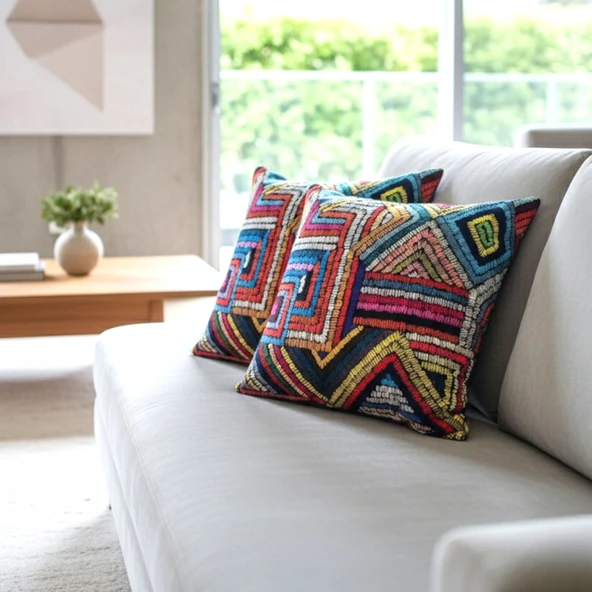 Soyoe Kırlent Kılıfı 2'li Çok Renkli Dekoratif Yastık Kılıfı 45x45 - 2