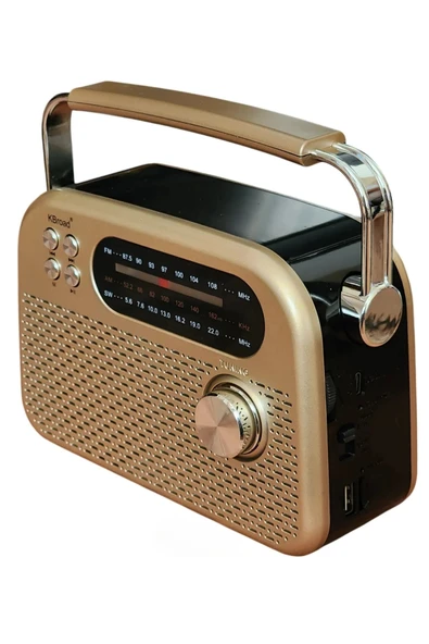 KBroad KTF-2026 Siyah Full Band Radyo - Nostaljik Görünümlü, Şarjlı, Güçlü Ses Çıkışlı - Resim 5