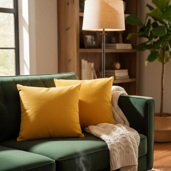 Soyoe Kırlent Kılıfı 2'li Sarı Renkli Dekoratif Yastık Kılıfı 45x45