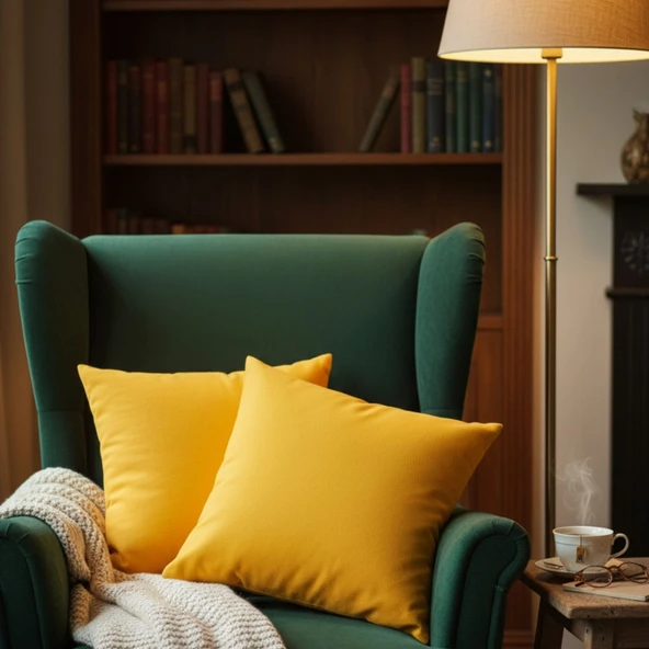 Soyoe Kırlent Kılıfı 2'li Sarı Renkli Dekoratif Yastık Kılıfı 45x45 - 2