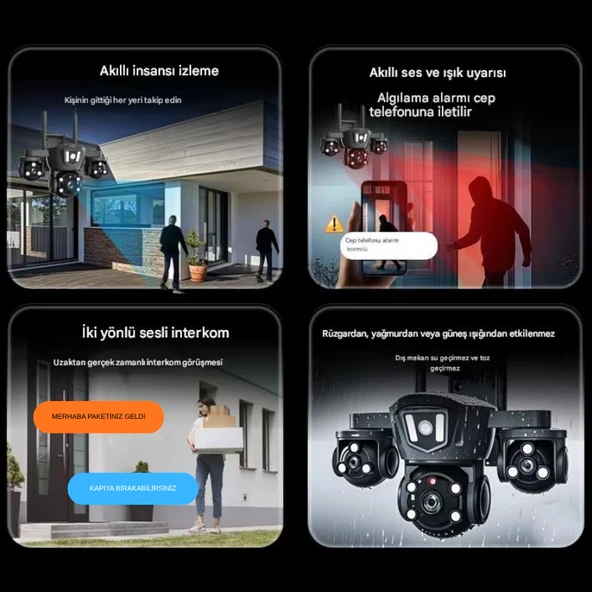 MPI MIZU 18MP WİFİ Güvenlik Kamerası 3 Kameralı Türkçe PTZ Hareketli Gece Görüşlü Akıllı Kamera - 6