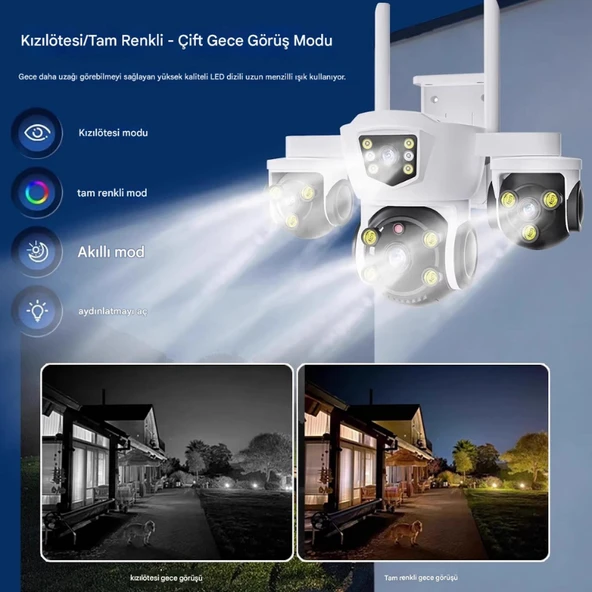MPI MIZU 18MP WİFİ Güvenlik Kamerası 3 Kameralı Türkçe PTZ Hareketli Gece Görüşlü Akıllı Kamera - 7
