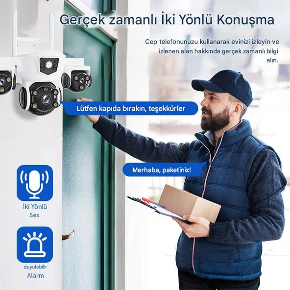 MPI MIZU 18MP WİFİ Güvenlik Kamerası 3 Kameralı Türkçe PTZ Hareketli Gece Görüşlü Akıllı Kamera - 4