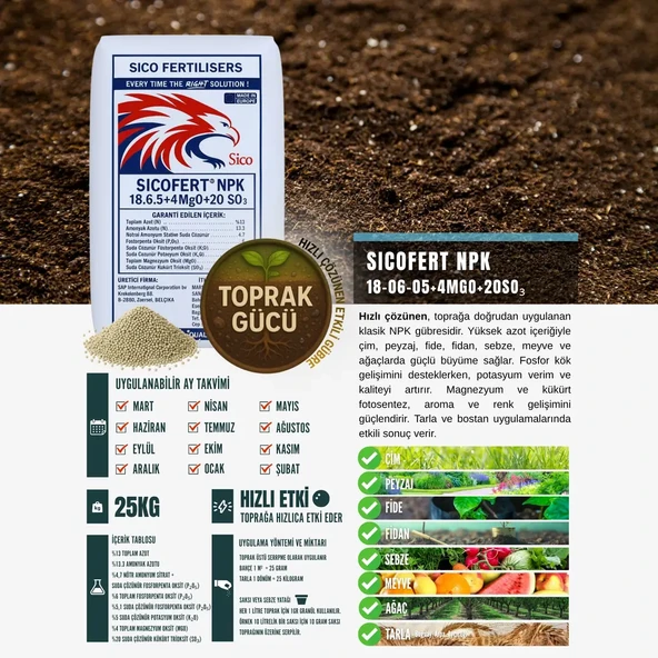 SICOFERT NPK GÜBRE 18-06-05 (25 KG) - 2