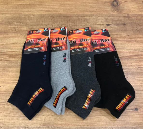4 Lü Dündar Erkek Termal Havlu Kışlık Dikişsiz Patik Çorap 40 - 44 No - 3