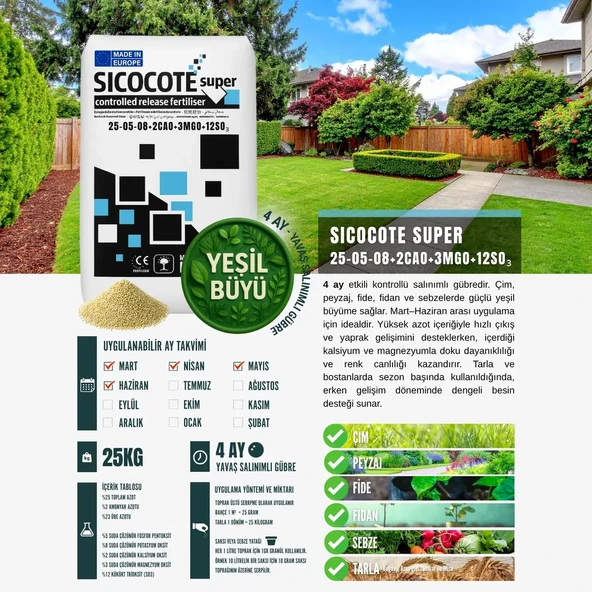 SICOCOTE NPK GÜBRE 25-05-08 (25 KG) - 2