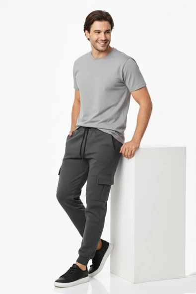 Erkek Kargo Cepli Manşetli Eşofman Altı 091 BGL-ST04783 - Resim 5