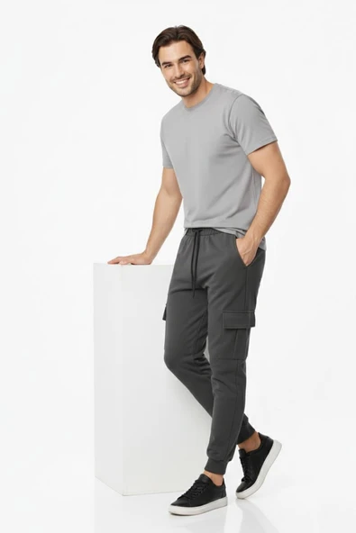 Erkek Kargo Cepli Manşetli Eşofman Altı 091 BGL-ST04783 - Resim 7