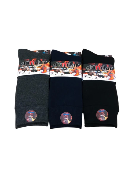 3 Lü Dündar Erkek Termal Havlu Kışlık Soket Dikişsiz Çorap 40 - 44 No