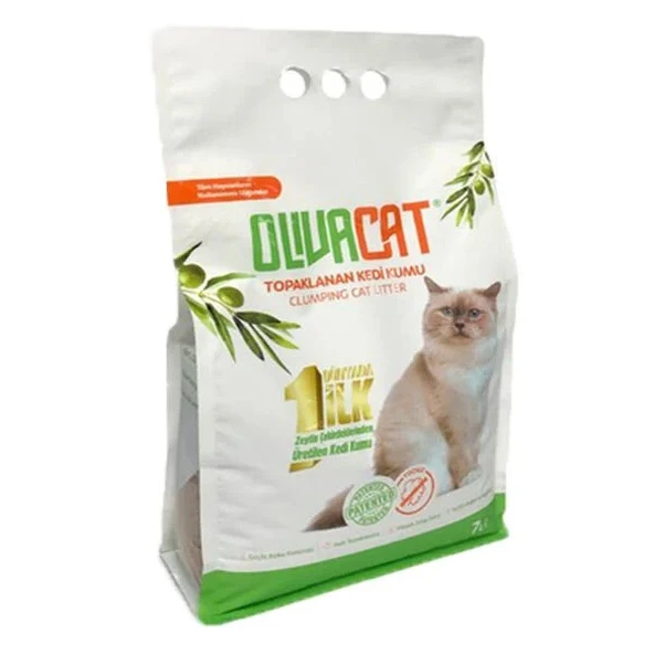 Olivacat Toz Bırakmayan Kokusuz Zeytin Çekirdeği Doğal Kedi Kumu 7 Lt ürün görseli