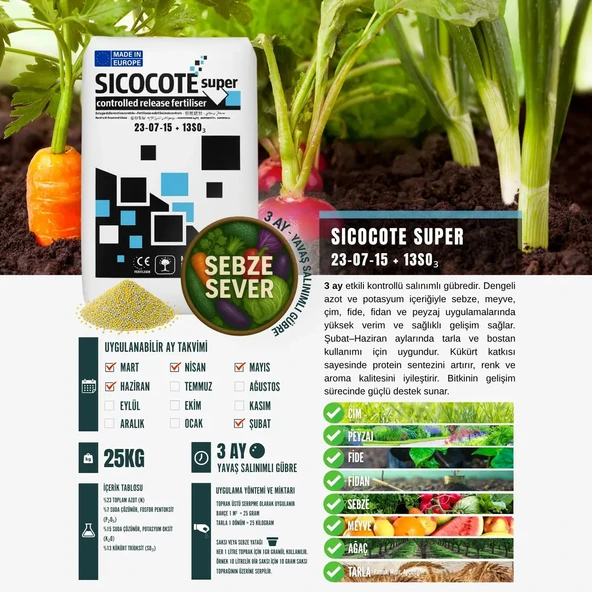 SICOCOTE NPK GÜBRE 23-07-15 (25 KG) - 2