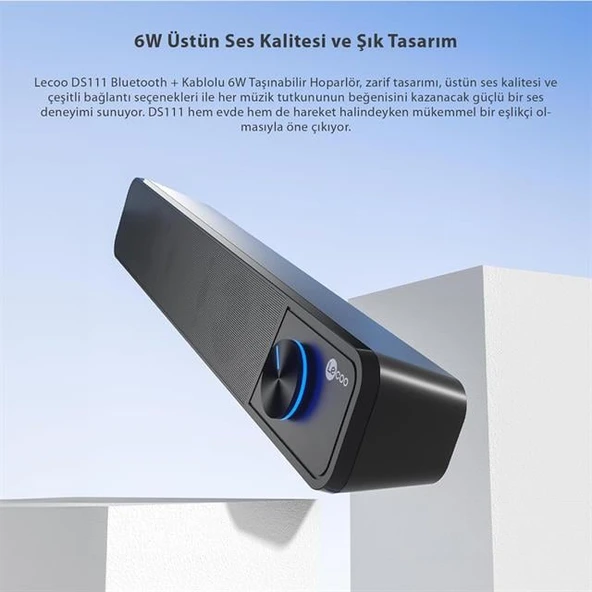 Lenovo Lecoo DS111 6W Kablolu Bluetooth Stereo TV Monitör Soundbar Hoparlör - Resim 3