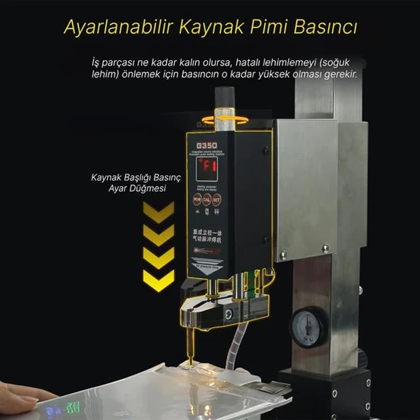 Glitter G350 Pnömatik Profesyonel Otomatik Pil Puntalama Kaynak Makinesi Kaynak Başlığı ve Kontrol Ünitesi - Resim 2