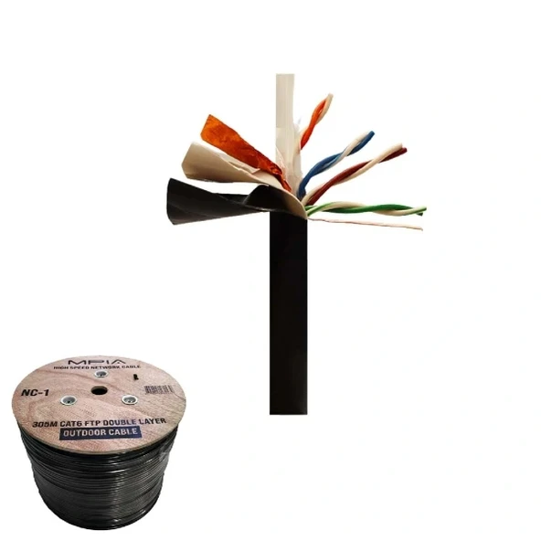 305 Metre / 0.57mm CAT6 FTP Çift Katmanlı Dış Ortam İnternet Kablosu ürün görseli 1