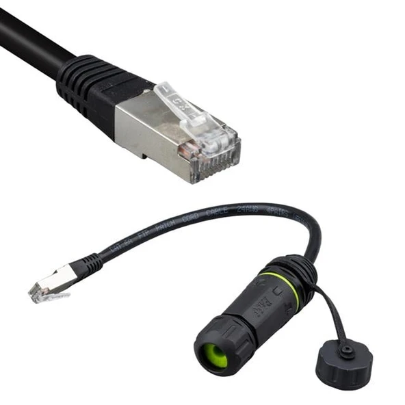 PowerMaster PM-24593 Erkek - Dişi IP68 Su Geçirmez RJ45 Konnektör - 2