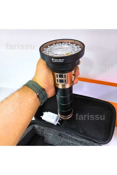 KALİTE Gold Silver Gs-14800 | 100w Ultra Güçlü Alüminyum El Feneri – 6000 Lümen - Resim 5
