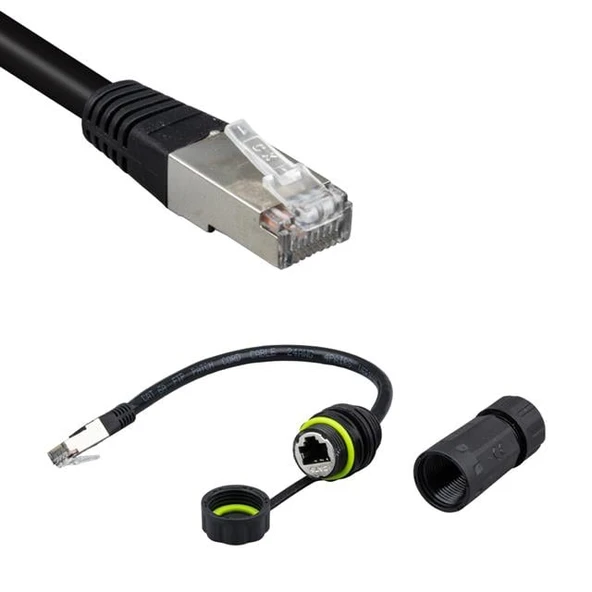 PowerMaster PM-24593 Erkek - Dişi IP68 Su Geçirmez RJ45 Konnektör