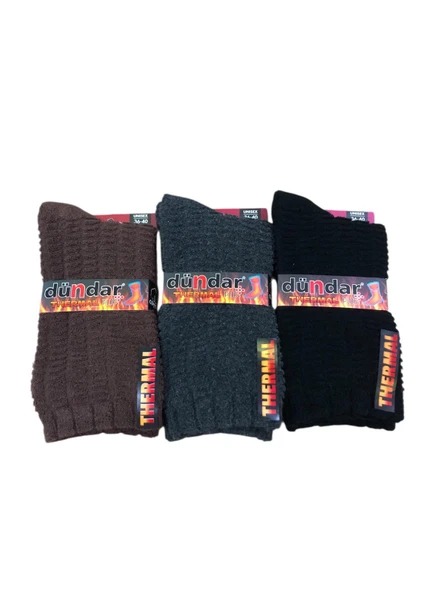 Dündar 6 Çift Kadın Kışlık Havlu Termal Plus Soket Çorap 36 - 40 No - Resim 4